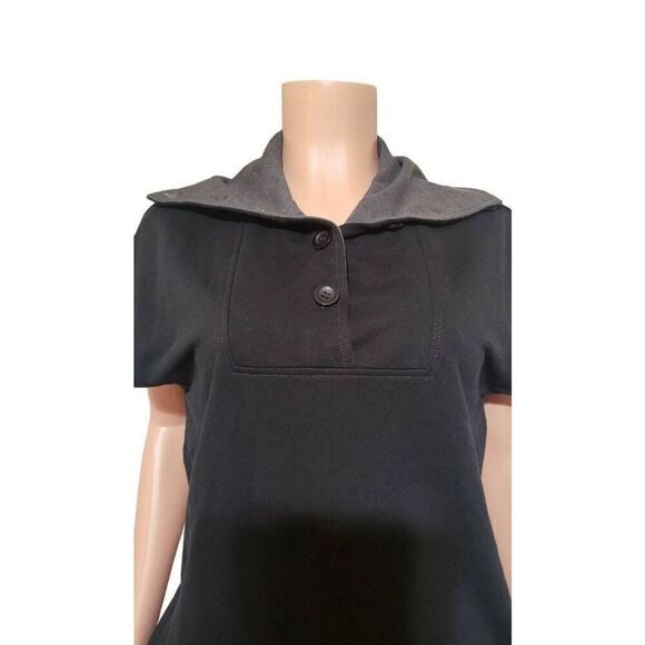 Women's short sleeve black Henley mock neck button front  tee L - Picture 6 of 6